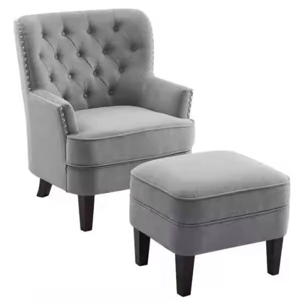 Tufted Wingback Chair & Ottoman