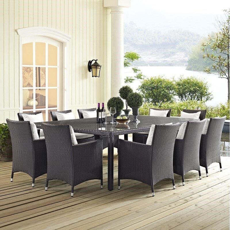 Brentwood Rectangular 10 - Person Dining Set with Cushions
