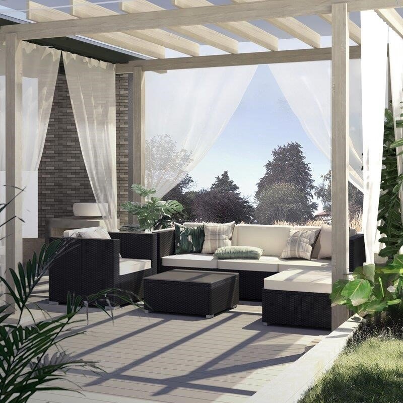 Backstrom Wicker/Rattan 5 - Person Seating Group with Cushions