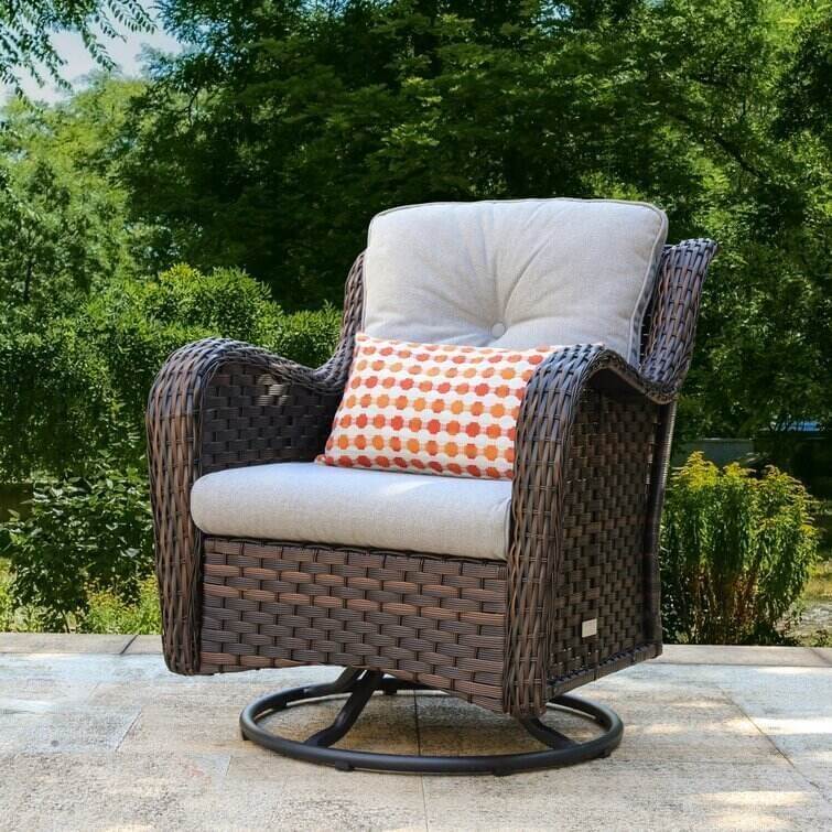 Linkwood Rocking Swivel Patio Chair with Cushions (Set of 2)
