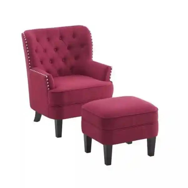 Tufted Wingback Chair & Ottoman
