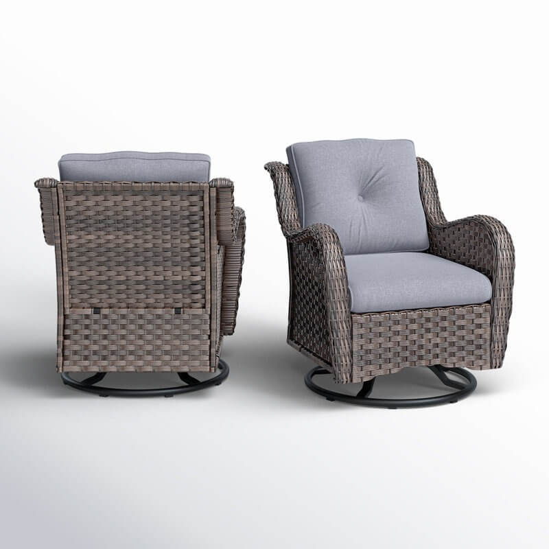 Linkwood Rocking Swivel Patio Chair with Cushions (Set of 2)