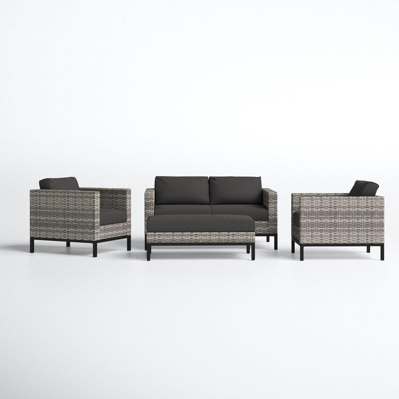 Berger Metal 4 - Person Seating Group with Cushions