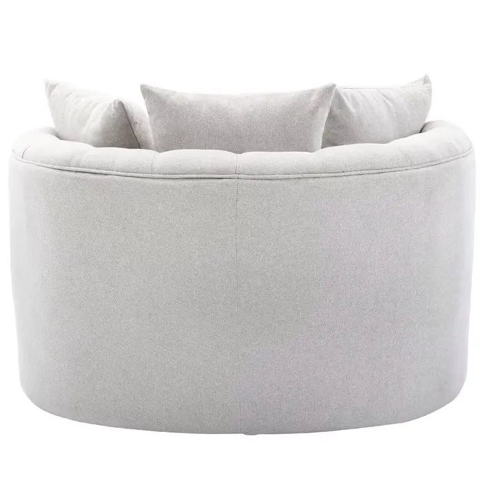 Tufted Linen Swivel Barrel Chair