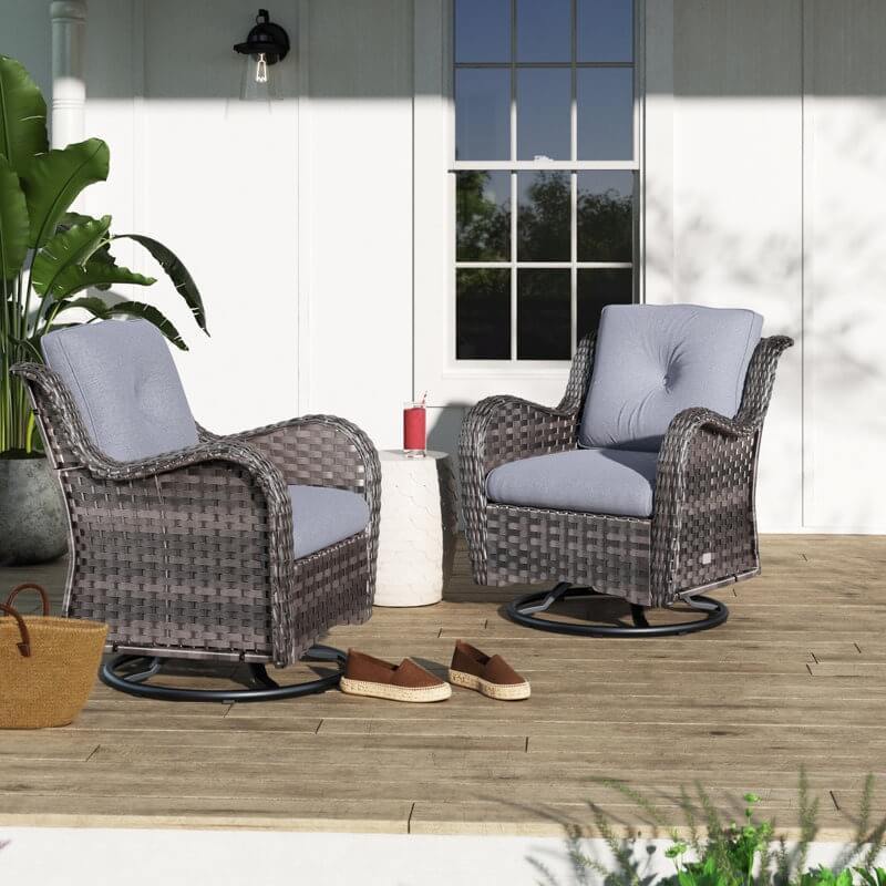 Linkwood Rocking Swivel Patio Chair with Cushions (Set of 2)