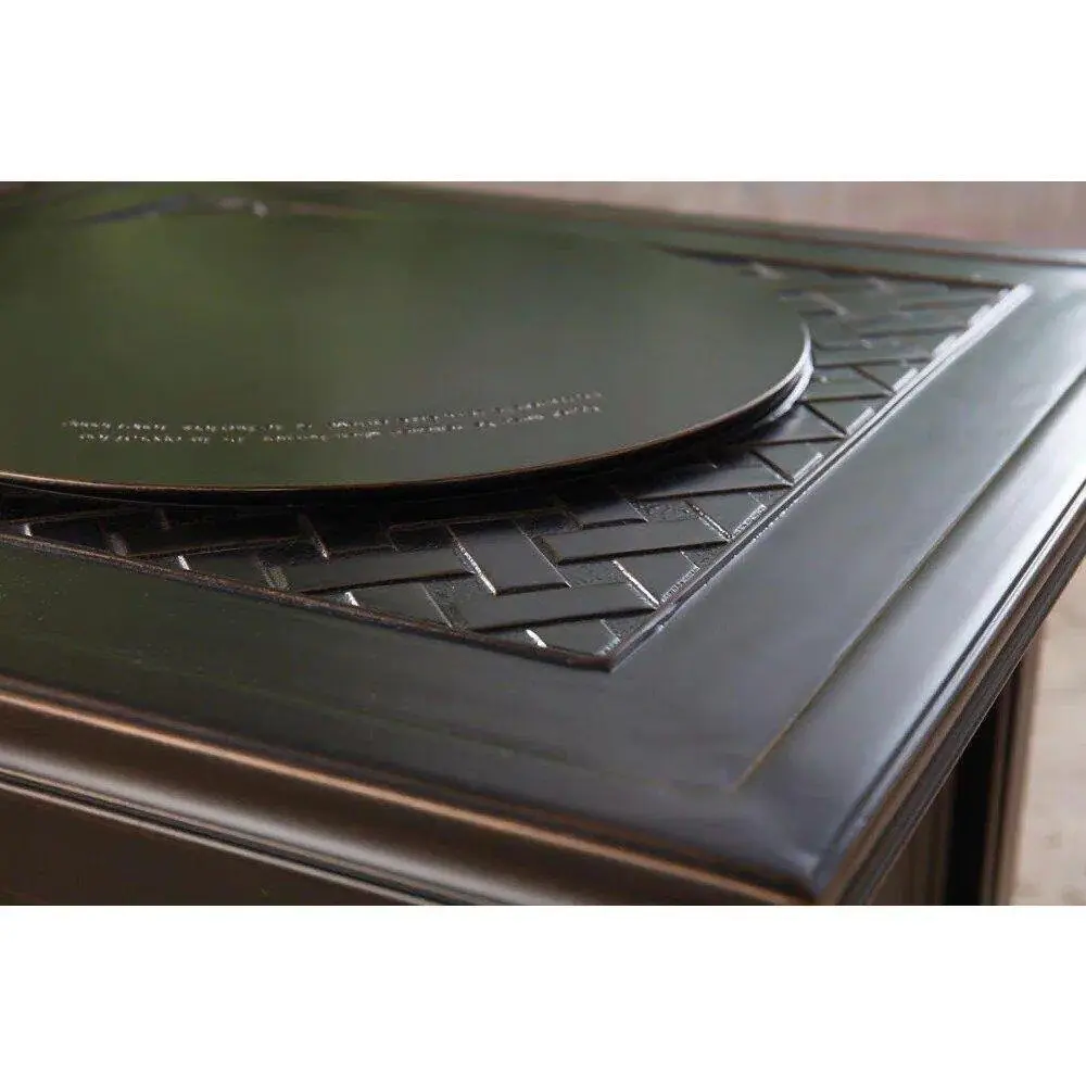 Orleans 5-Piece Steel Patio Fire pit Conversation Set with Sahara Sand Cushions and 26 in. Square Fire pit Side Table