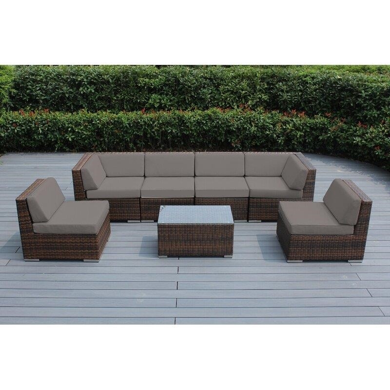 Barneveld Wicker/Rattan 6 - Person Seating Group with Cushions