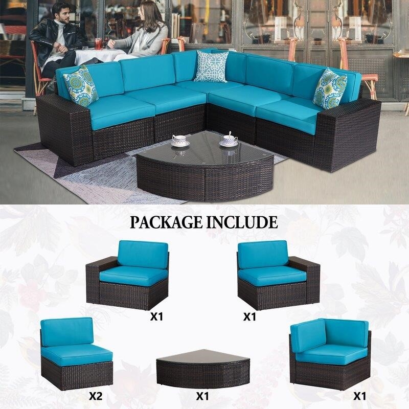 Kerwick Wicker/Rattan 5 - Person Seating Group with Cushions