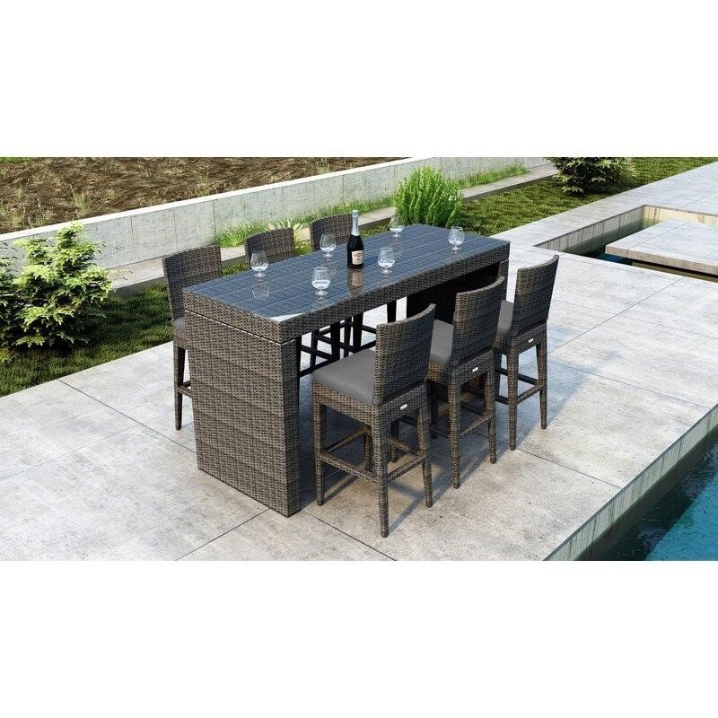 Gilleland Rectangular 6 - Person 78.75'' Long Bar Height Dining Set with Cushions