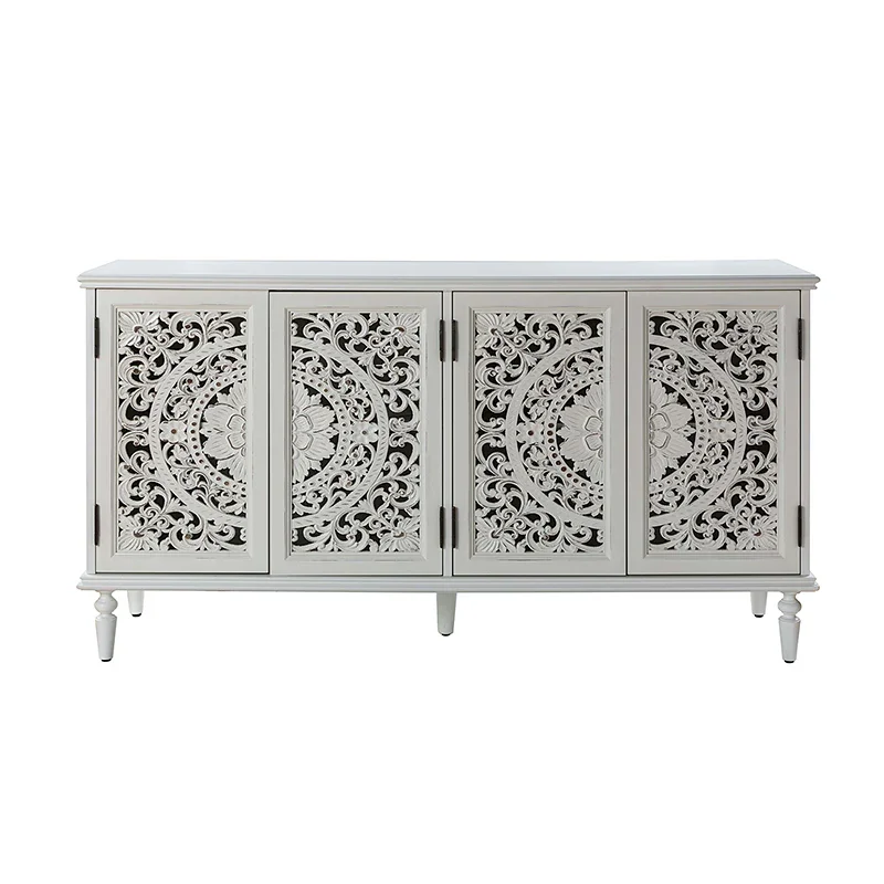 Emathides 63" Solid Wood Sideboard with Lighting & Wine Rack