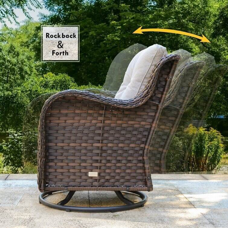 Linkwood Rocking Swivel Patio Chair with Cushions (Set of 2)