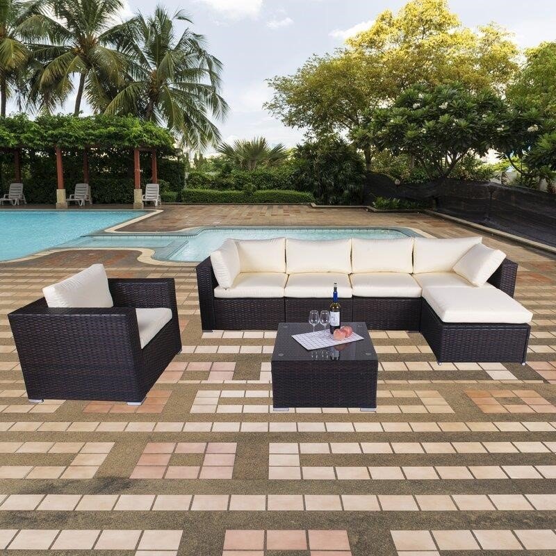 Jahala Wicker/Rattan 6 - Person Seating Group with Cushions