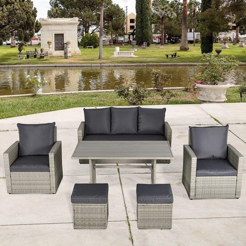 Wicker/Rattan 7 - Person Seating Group with Cushions