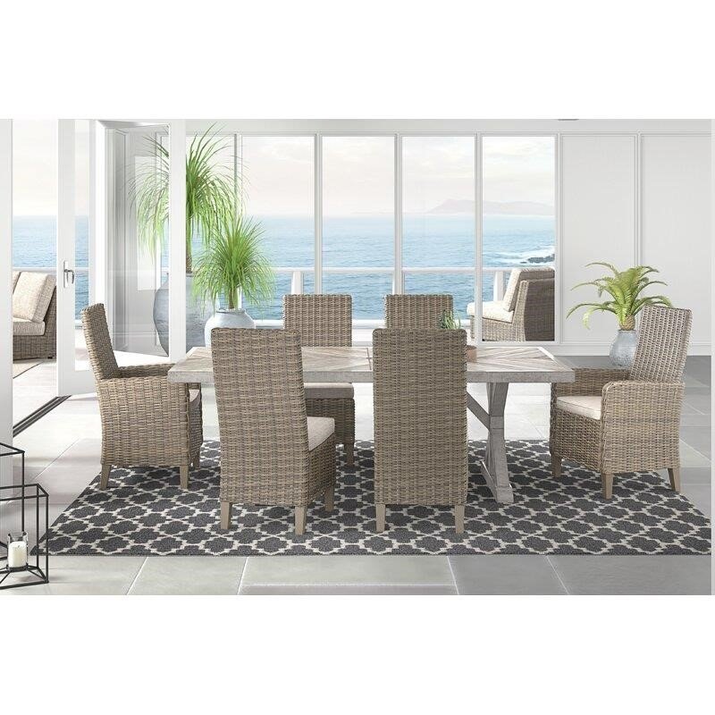 Pederson Rectangular 8 - Person 84'' Long Bar Height Dining Set with Cushions