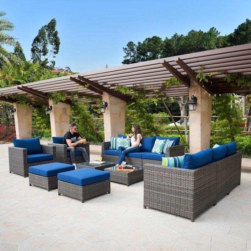 Cassville Wicker/Rattan 8 - Person Seating Group with Cushions
