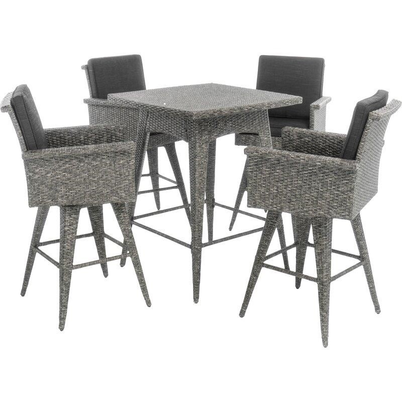 Billie-Anne Square 4 - Person 32.5'' Long Bar Height Dining Set with Cushions