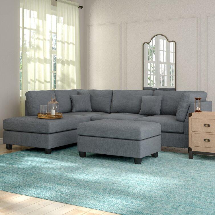 104" Wide Reversible Sofa & Chaise with Ottoman