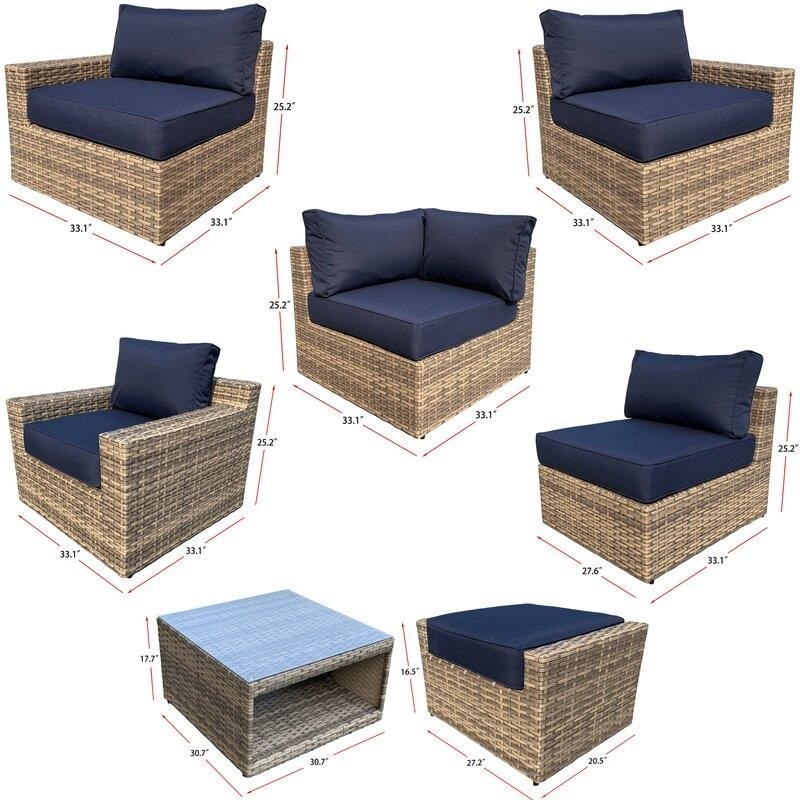 Alhambra Wicker/Rattan 4 - Person Seating Group with Cushions