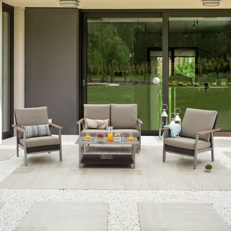 Aditya 4 - Person Seating Group with Cushions