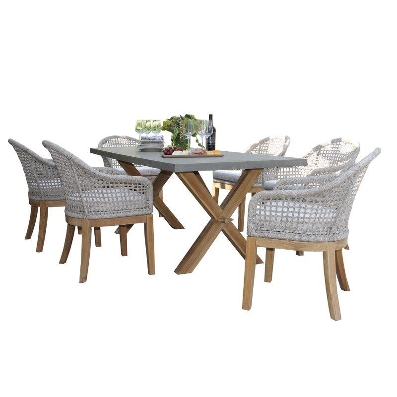 Hayden Rectangular 6 - Person 37.5'' Long Teak Dining Set with Cushions