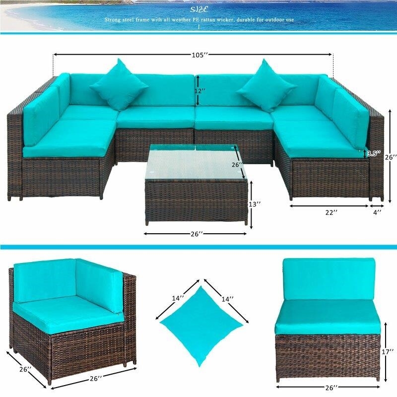 Sondra Wicker/Rattan 6 - Person Seating Group with Cushions