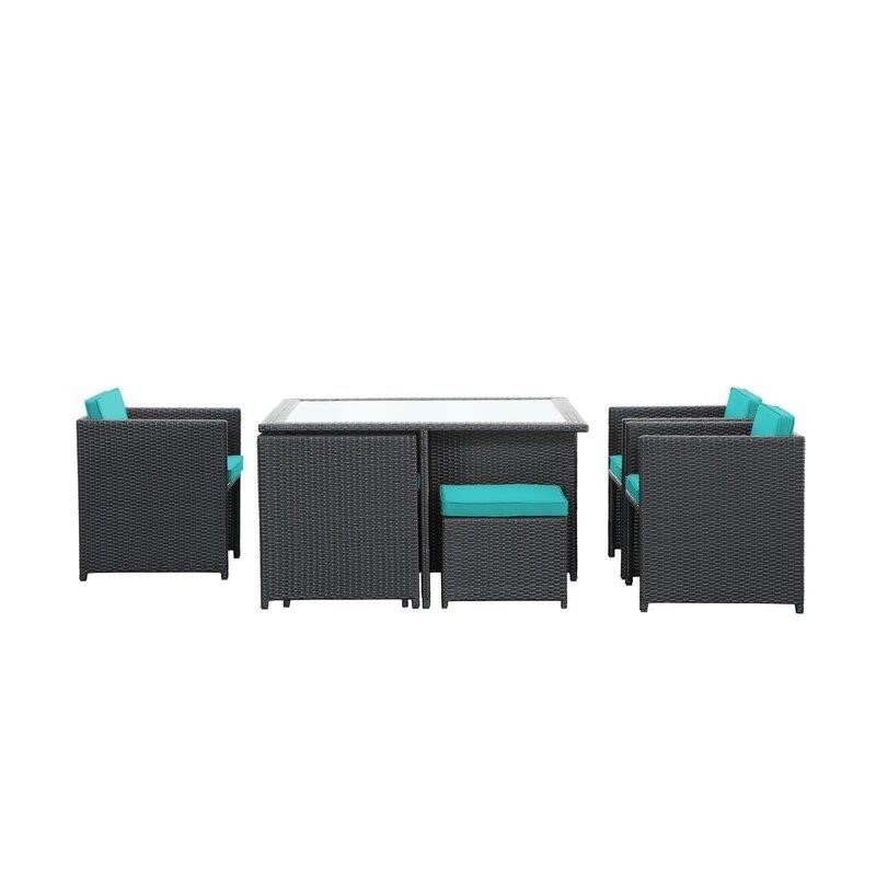 Travers Square 51'' Long Dining Set with Cushions