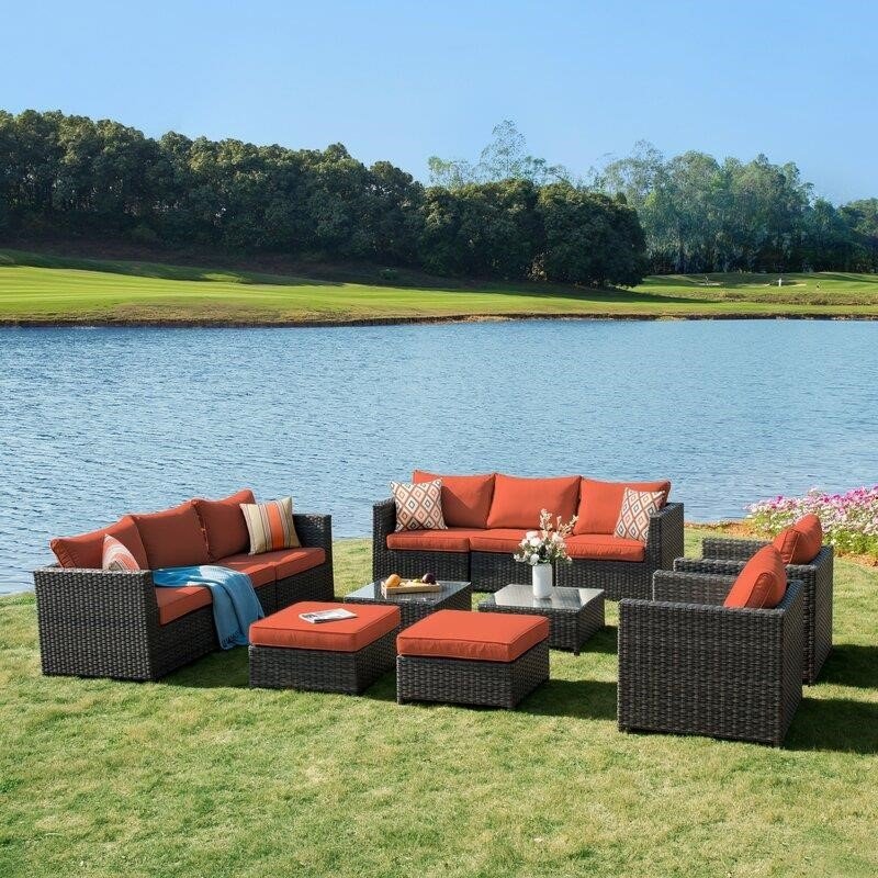 Cassville Wicker/Rattan 8 - Person Seating Group with Cushions