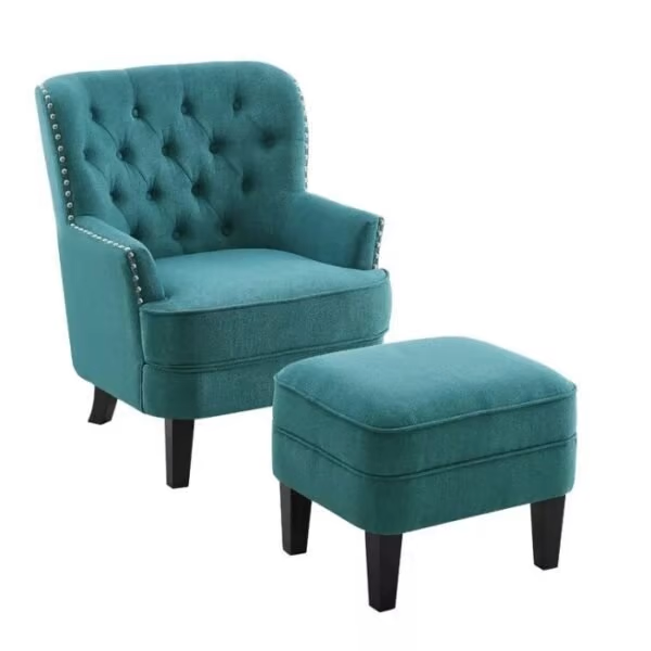 Tufted Wingback Chair & Ottoman