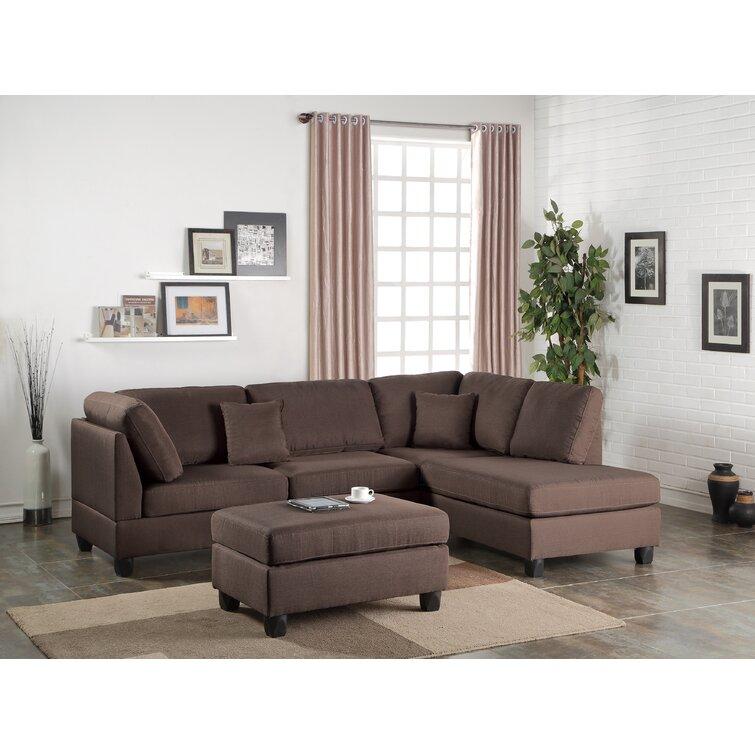 104" Wide Reversible Sofa & Chaise with Ottoman