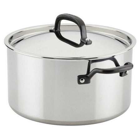 KitchenAid 5-Ply Clad Stainless Steel Cookware Set, 10-Piece, Polished Stainless Steel