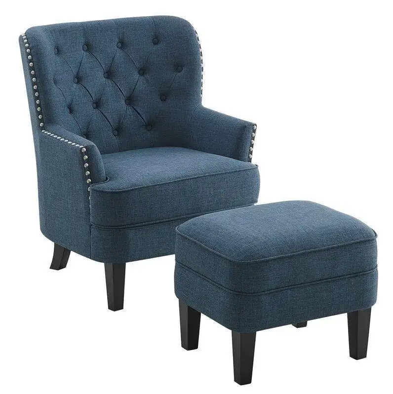 Tufted Wingback Chair & Ottoman
