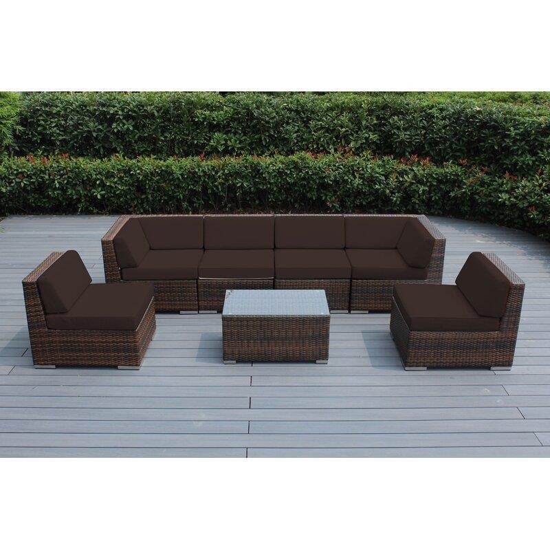 Barneveld Wicker/Rattan 6 - Person Seating Group with Cushions