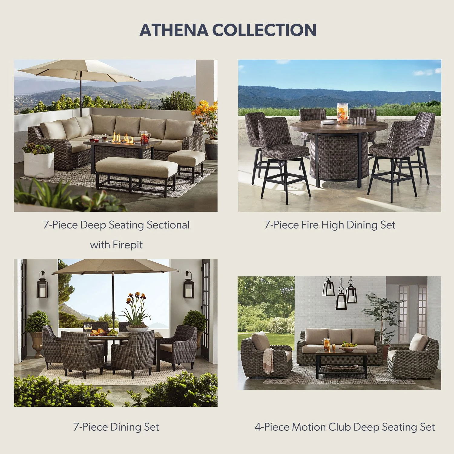 Athena 7-Piece Sectional with Firepit