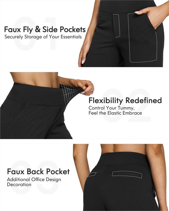 Aurisse Free Loose High-Waist Business Casual Pants Yoga Pants with Pockets Comfortable Athletic Sweatpants Outdoorfun