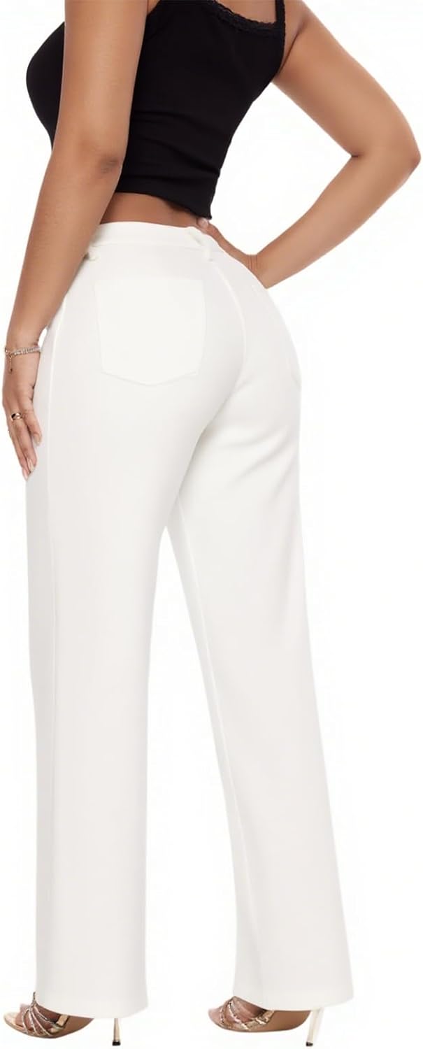 ONESO Mid-Low Rise Baggy Jeans Wide Leg for Women Distressed Pants Stretchy Bottom Lady Basic Comfortable Denim