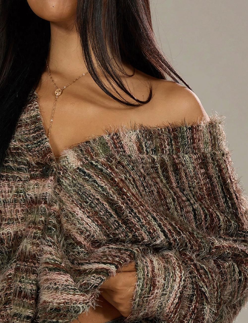 AHAIJ Cardigan en tricot léger à rayures arc-en-ciel à manches longues ouvert sur le devant pour femme, tailles S à 3XL