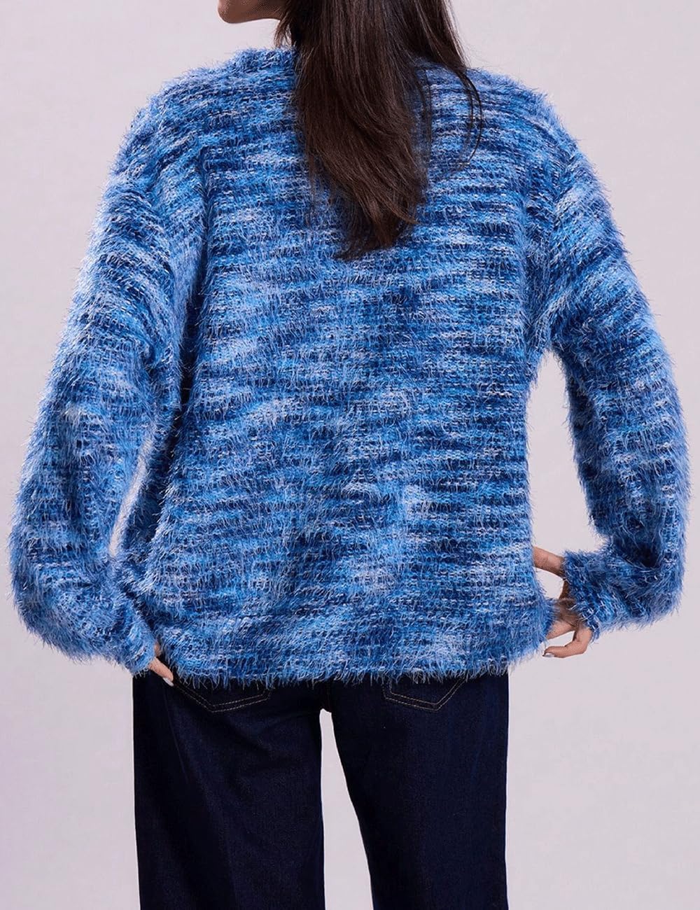 AHAIJ Cardigan en tricot léger à rayures arc-en-ciel à manches longues ouvert sur le devant pour femme, tailles S à 3XL