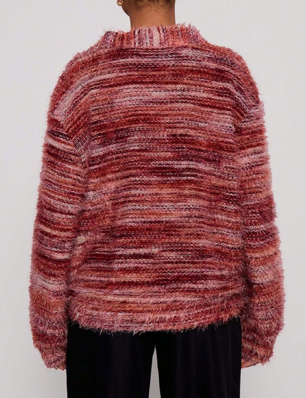 AHAIJ Cardigan en tricot léger à rayures arc-en-ciel à manches longues ouvert sur le devant pour femme, tailles S à 3XL