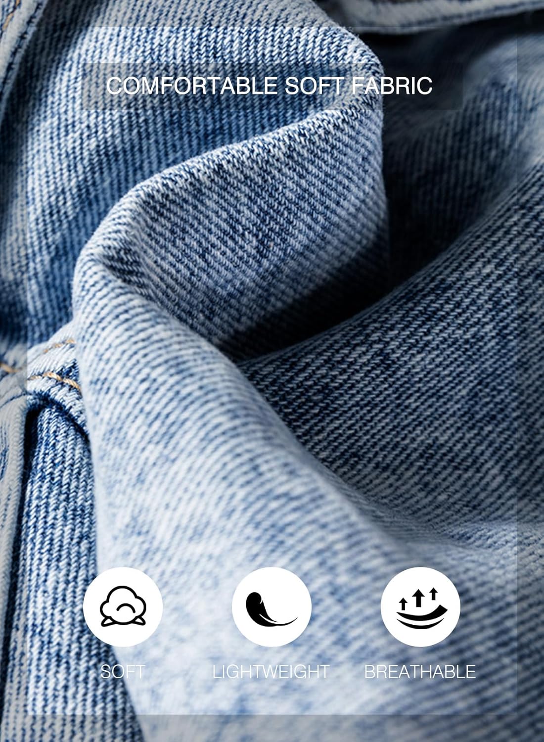 SHEWIN Womens Denim Jacket Casual Long Sleeve Drop Shoulder Button Front Jean Jacket Coat With Pockets