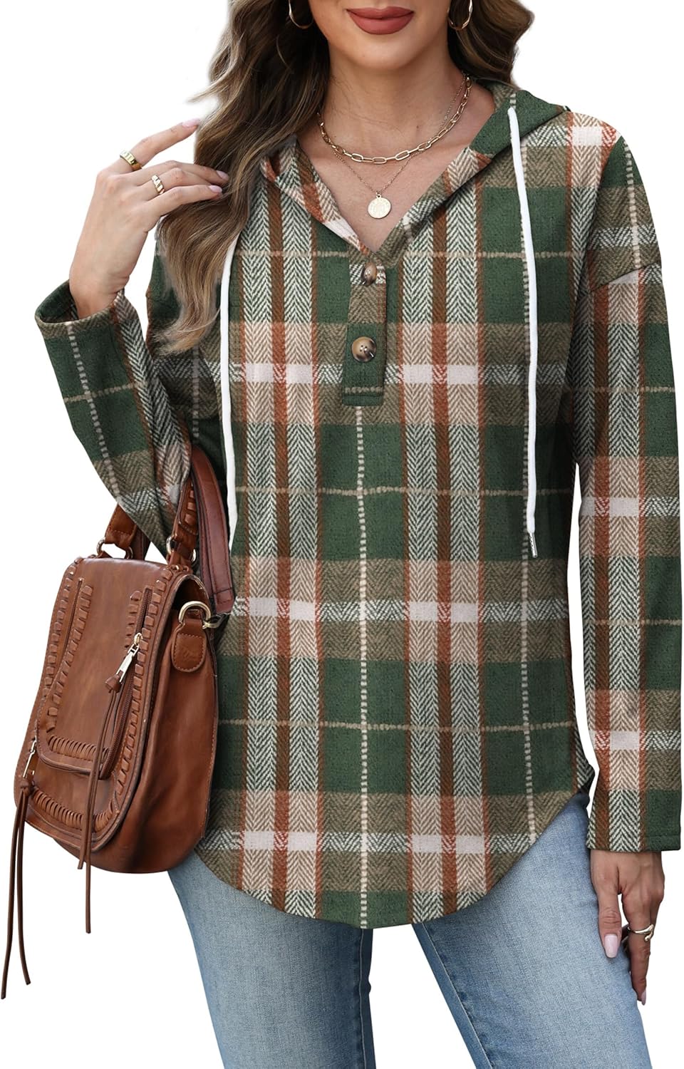 RUMIA Womens Tops V Neck Button Sweatshirt for Women Pullover Long Sleeve Shirts Fall Outfits 2025 Loose Fit S-3XL