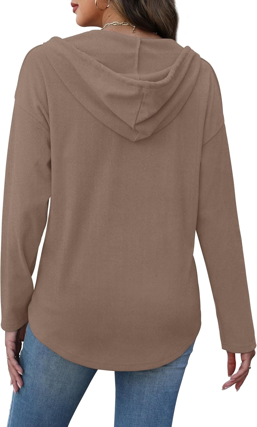 RUMIA Womens Tops V Neck Button Sweatshirt for Women Pullover Long Sleeve Shirts Fall Outfits 2025 Loose Fit S-3XL