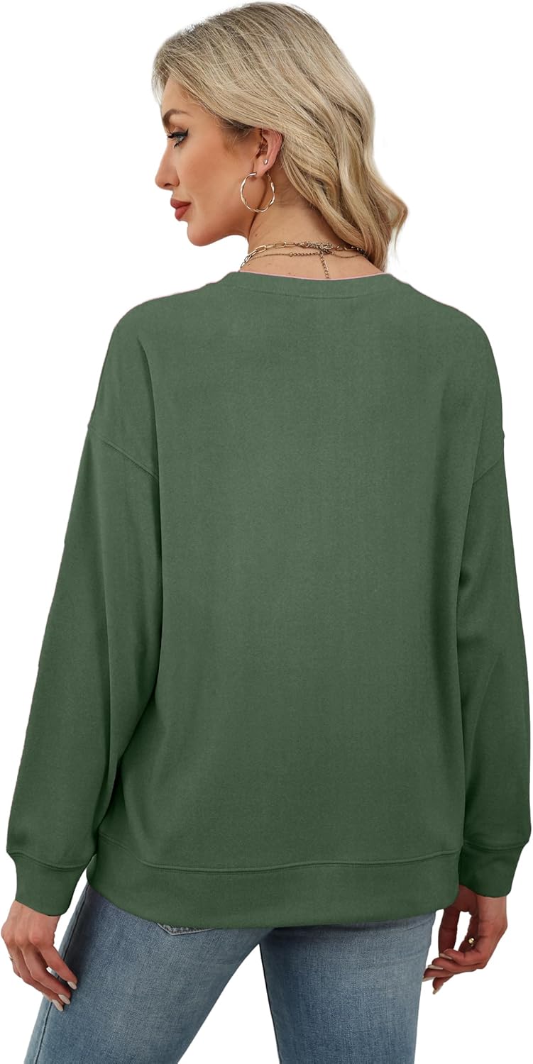 RUMIA Women's Crew Neck Sweatshirt Loose Pullover Long Sleeve Shirts Soft Tops for Women Fall Clothes 2025