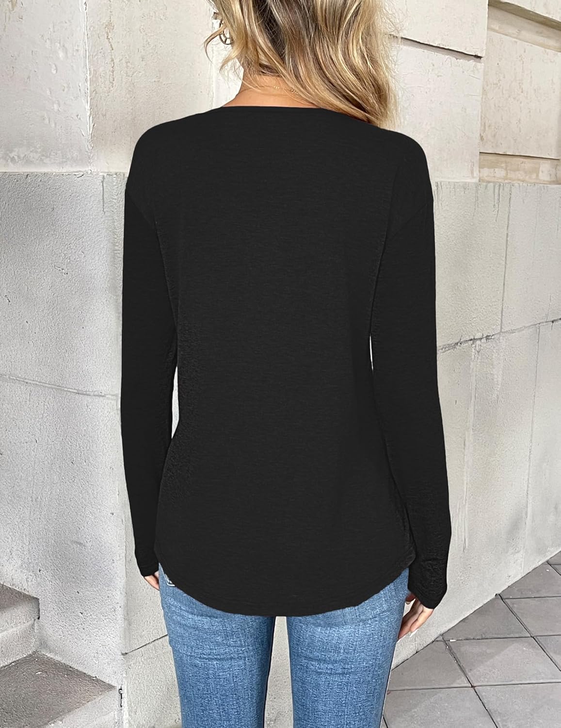Zeagoo Women Long Sleeve Tops Dressy Casual V Neck Tshirts Basics Tee 2025 Fall Trendy Clothes