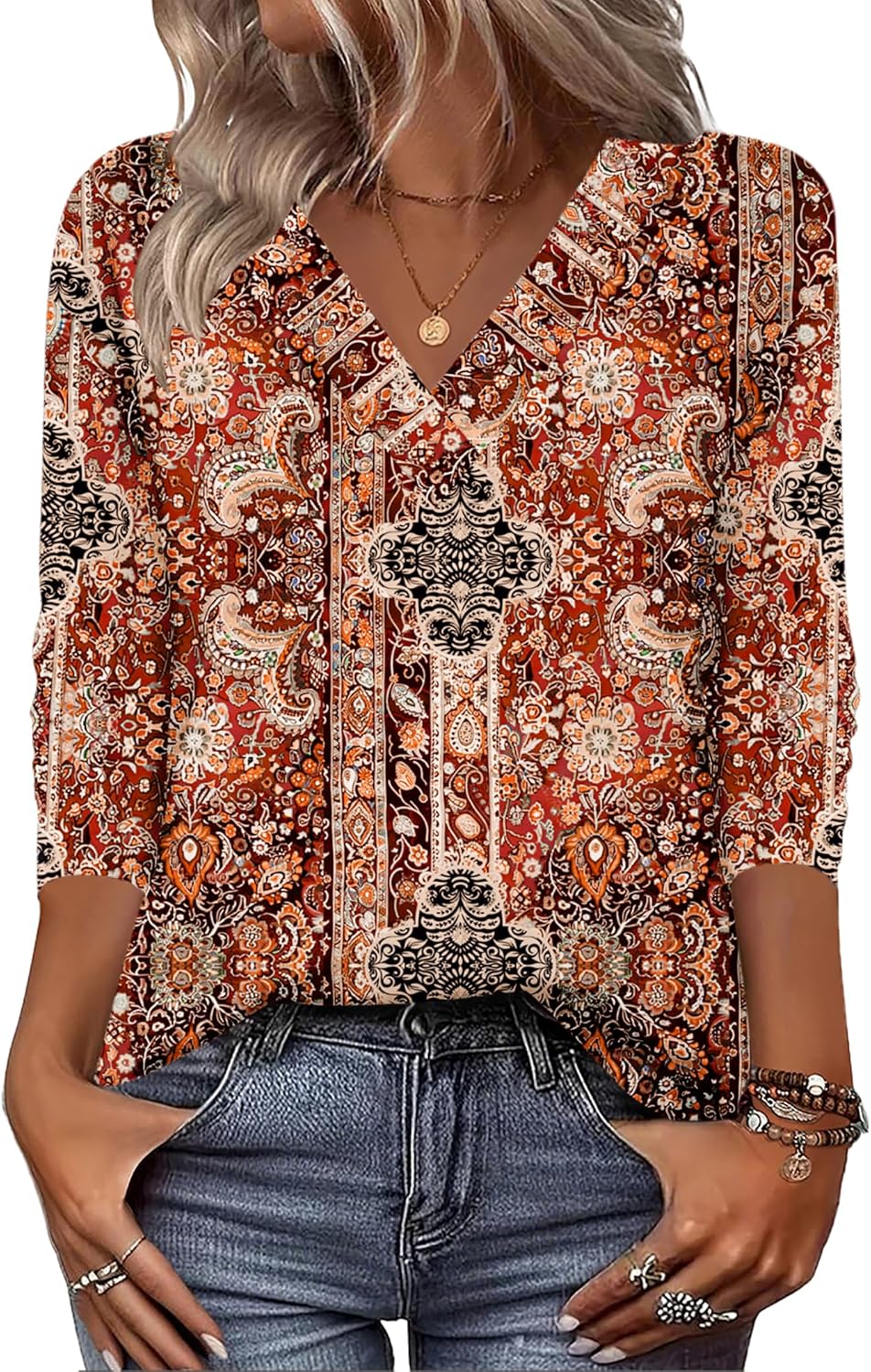 Zeagoo Women Long Sleeve Tops Dressy Casual V Neck Tshirts Basics Tee 2025 Fall Trendy Clothes