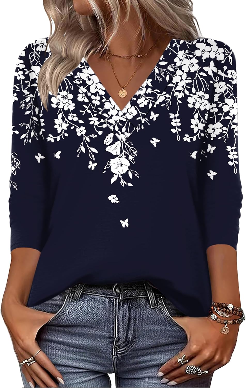 Zeagoo Women Long Sleeve Tops Dressy Casual V Neck Tshirts Basics Tee 2025 Fall Trendy Clothes