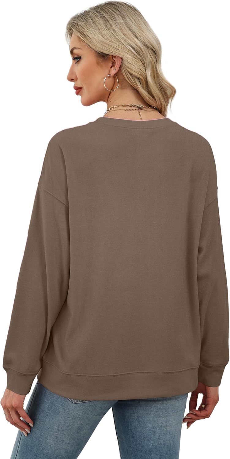 RUMIA Women's Crew Neck Sweatshirt Loose Pullover Long Sleeve Shirts Soft Tops for Women Fall Clothes 2025