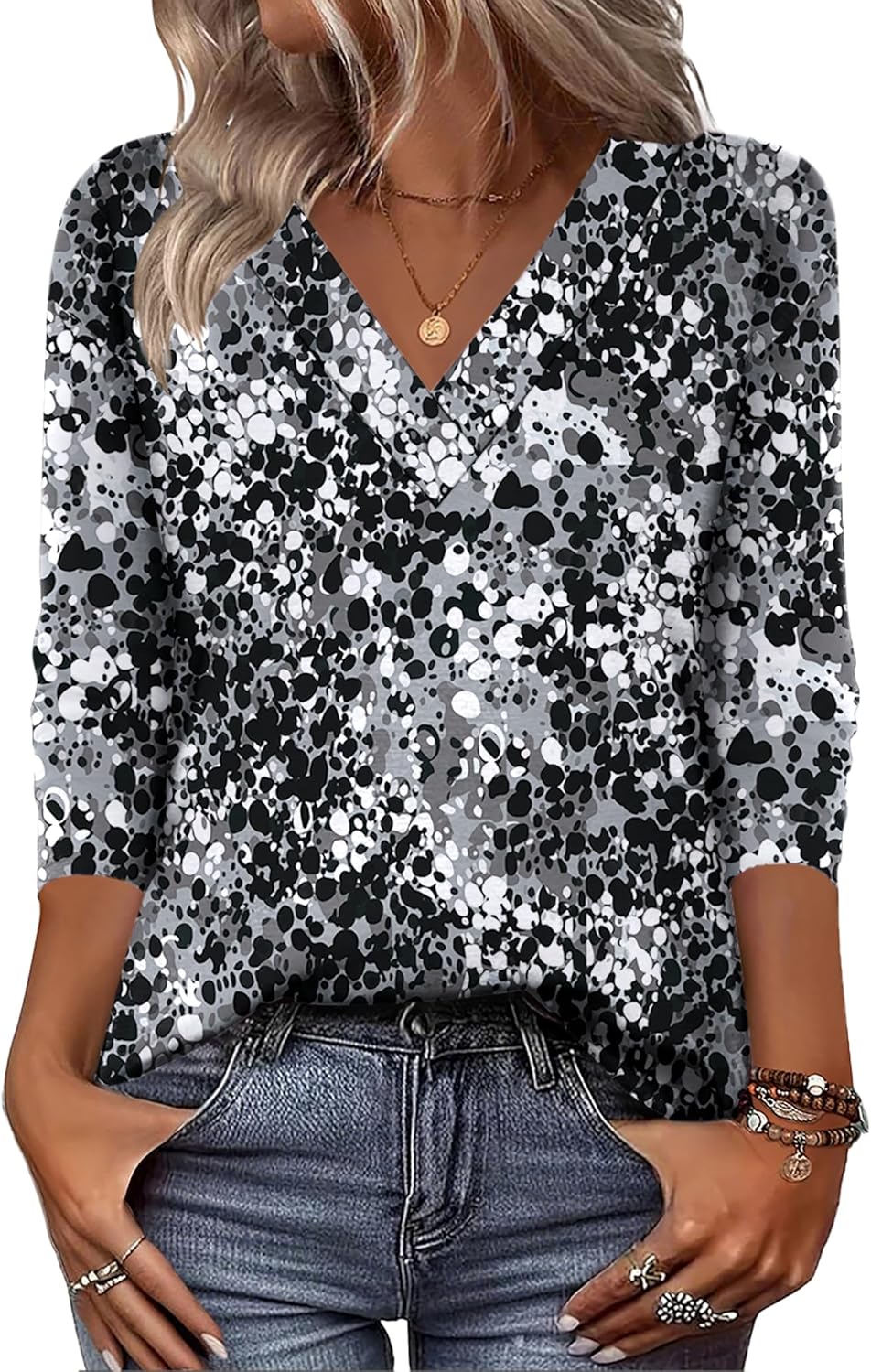 Zeagoo Women Long Sleeve Tops Dressy Casual V Neck Tshirts Basics Tee 2025 Fall Trendy Clothes