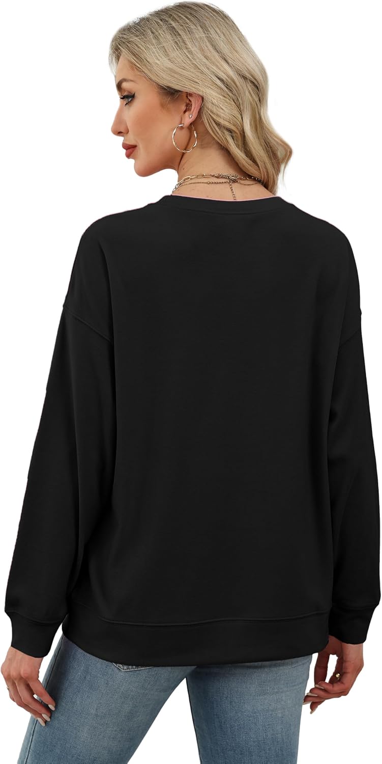 RUMIA Women's Crew Neck Sweatshirt Loose Pullover Long Sleeve Shirts Soft Tops for Women Fall Clothes 2025