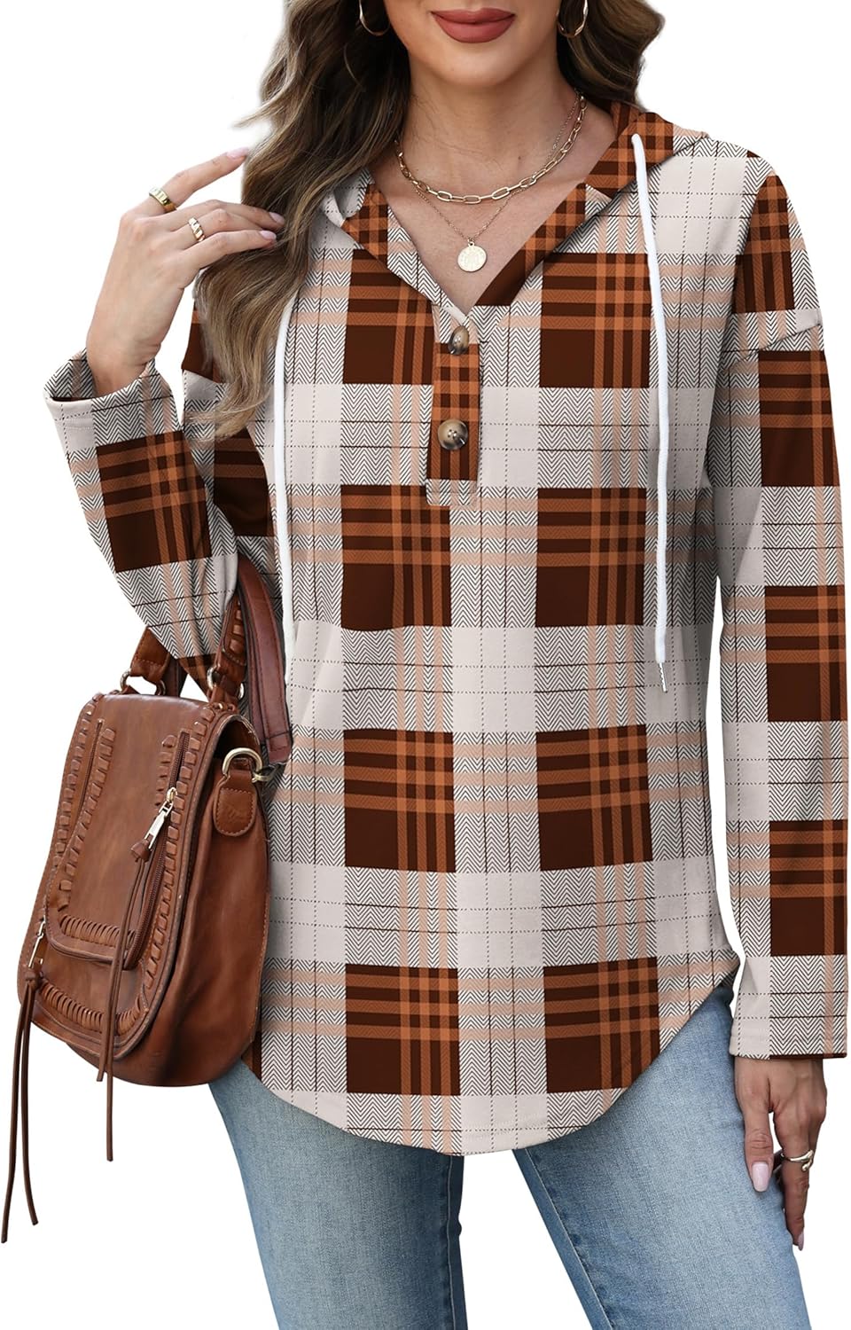 RUMIA Womens Tops V Neck Button Sweatshirt for Women Pullover Long Sleeve Shirts Fall Outfits 2025 Loose Fit S-3XL