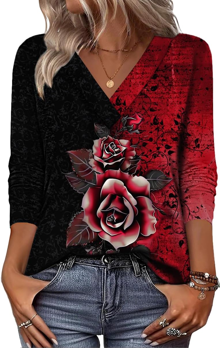 Zeagoo Women Long Sleeve Tops Dressy Casual V Neck Tshirts Basics Tee 2025 Fall Trendy Clothes